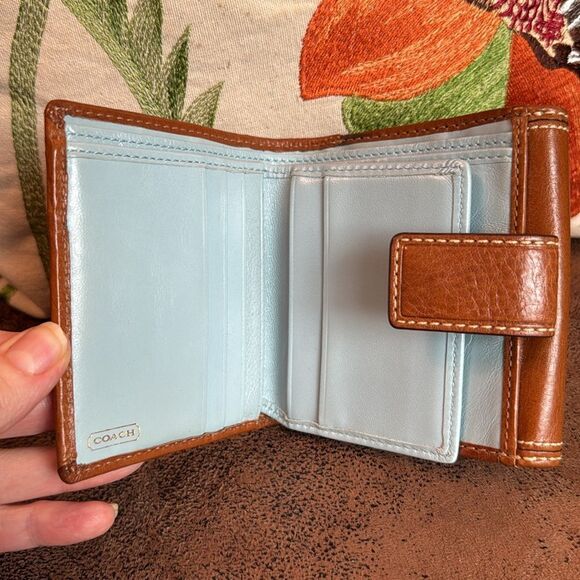 COACH BLEECKER TATTERSALL MULTICOLOR LEATHER BUCKLE FRENCH PURSE WALLET 40946 - Picture 14 of 17